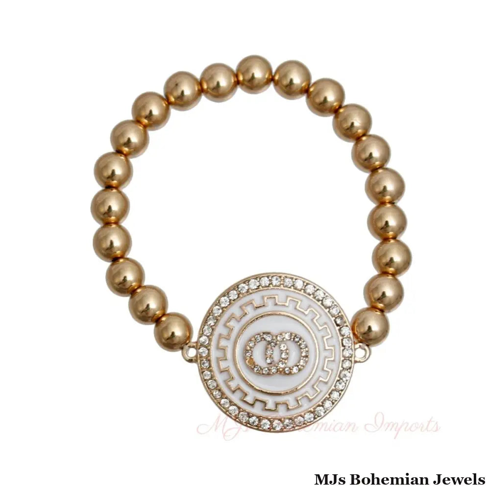 Gold and White Infinity Detail Bracelet