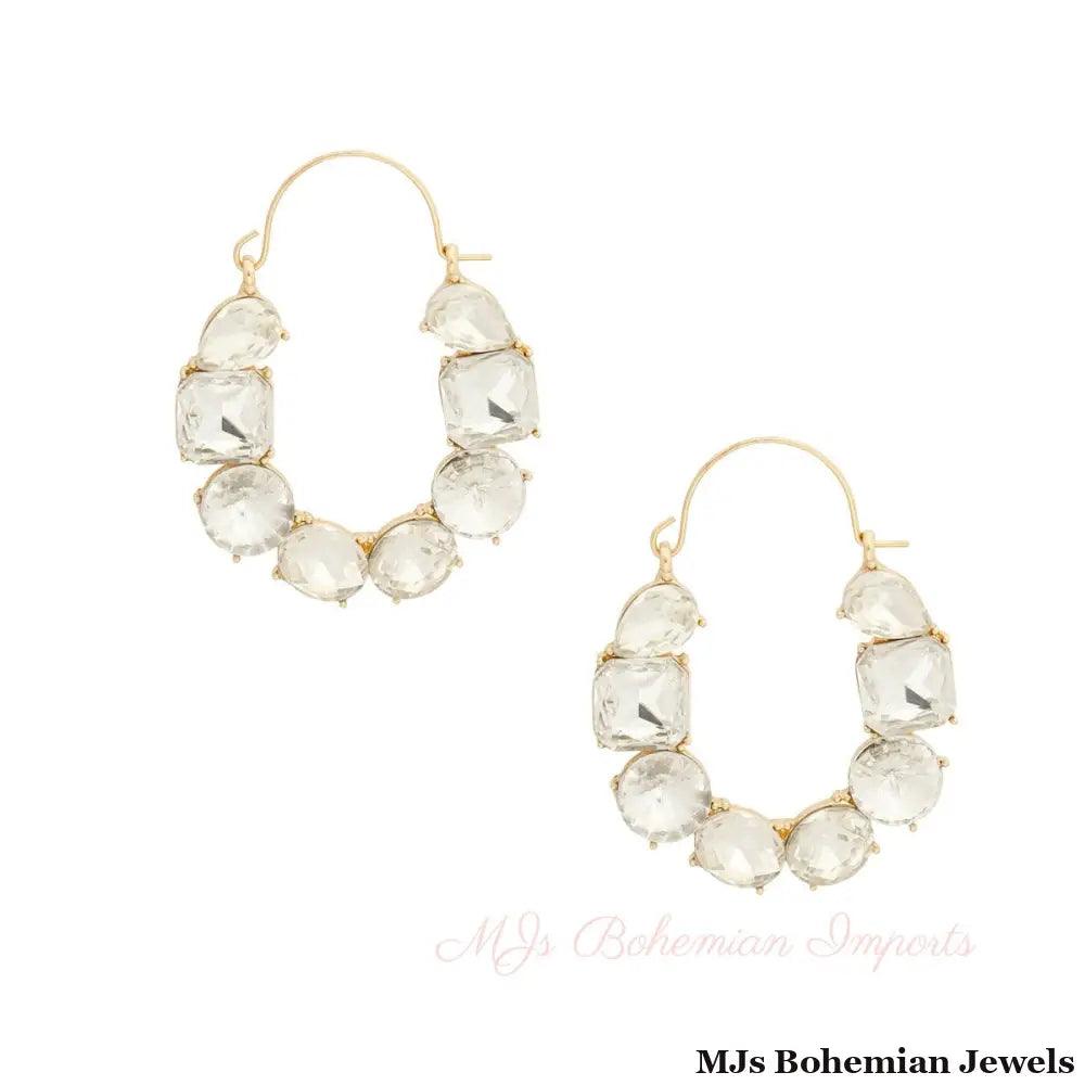Gold Arch Crystal Hoops