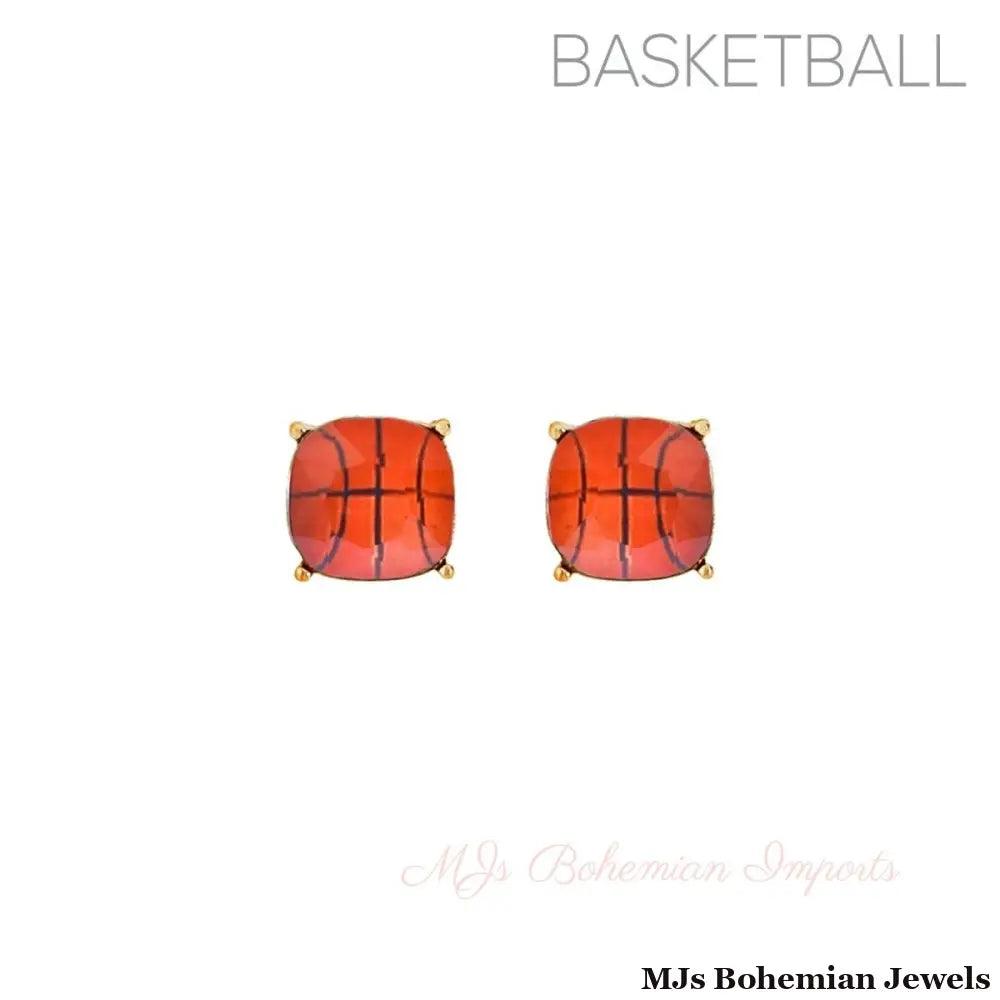 Gold Basketball Cushion Cut Studs