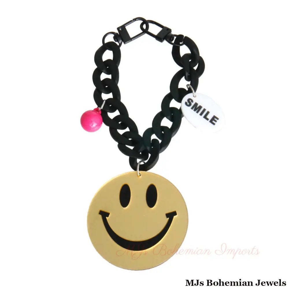 Gold Big Smile Keychain Bag Charm