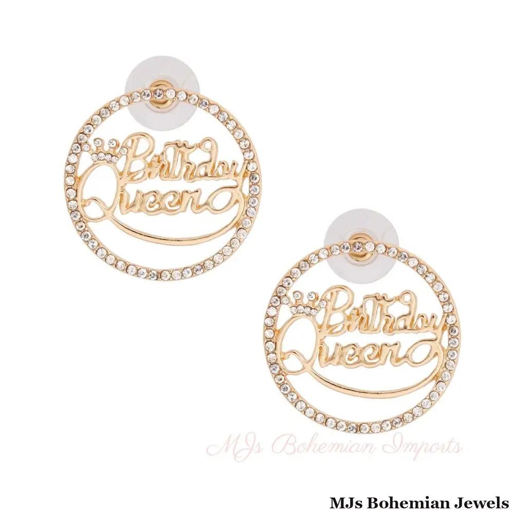 Gold Birthday Queen Studs