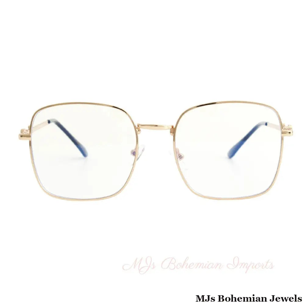 Gold Blue Light Square Glasses