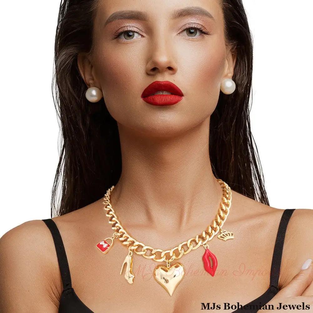 Gold Boutique Heart Charm Chain