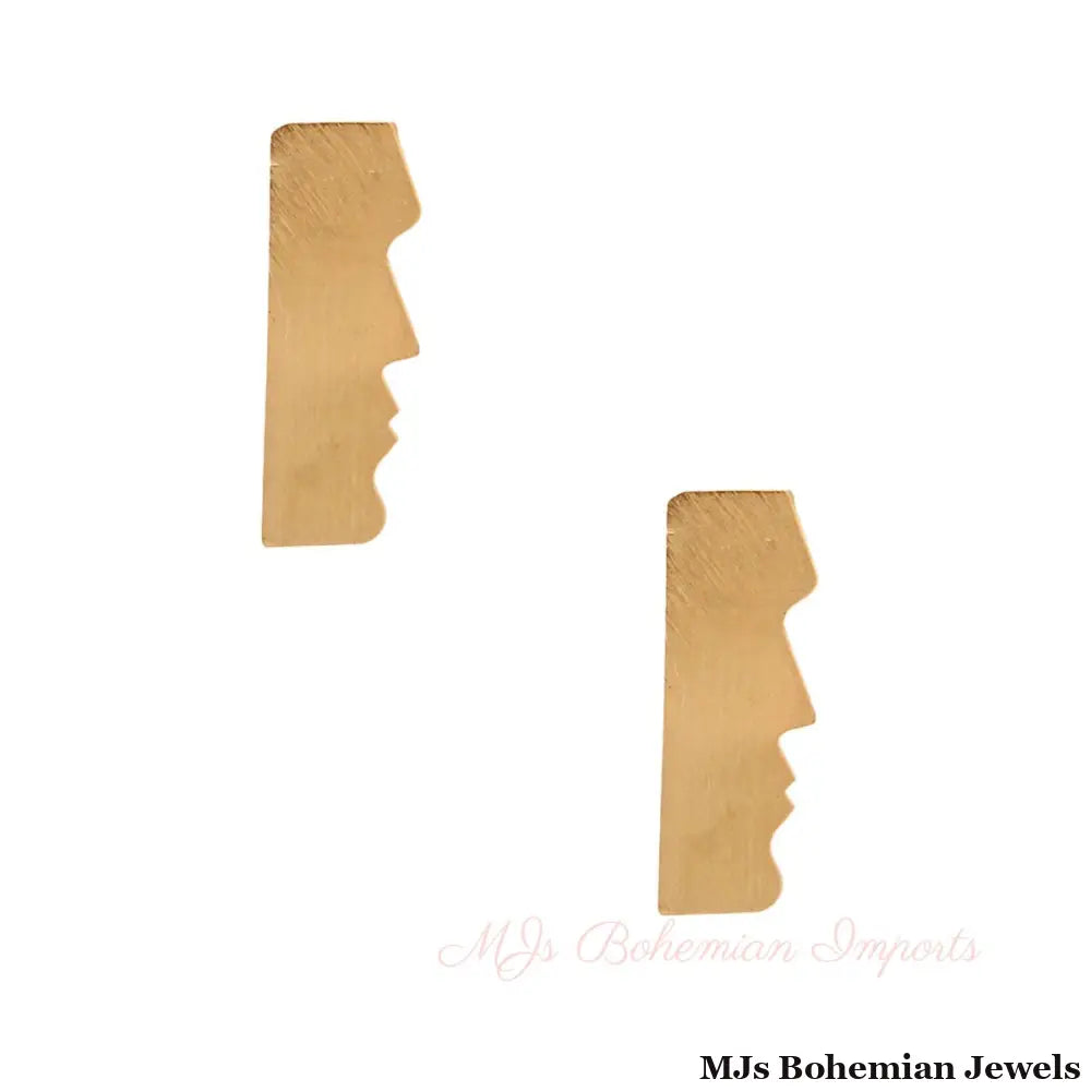 Gold Brass Easter Island Earrings