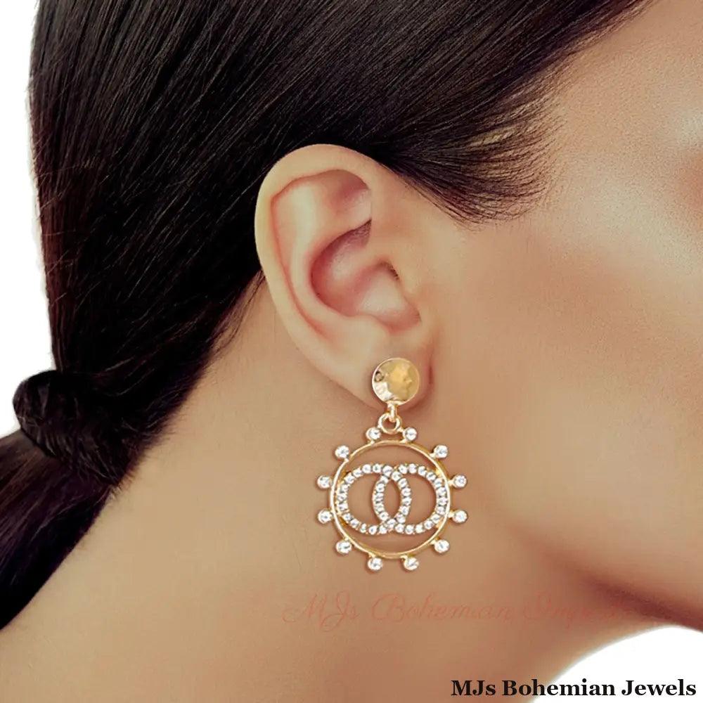 Gold Circle Infinity Earrings