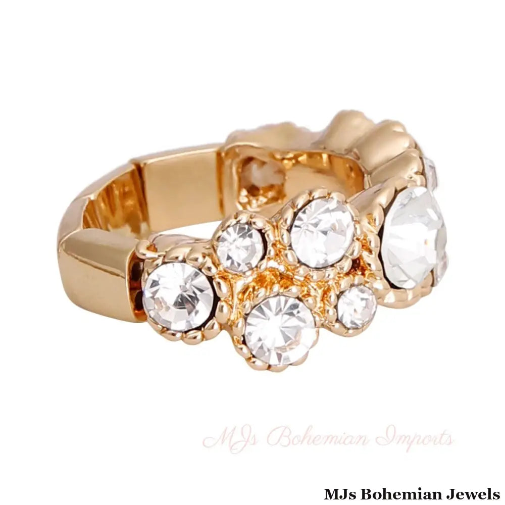 Gold Clustered Round Stone Ring