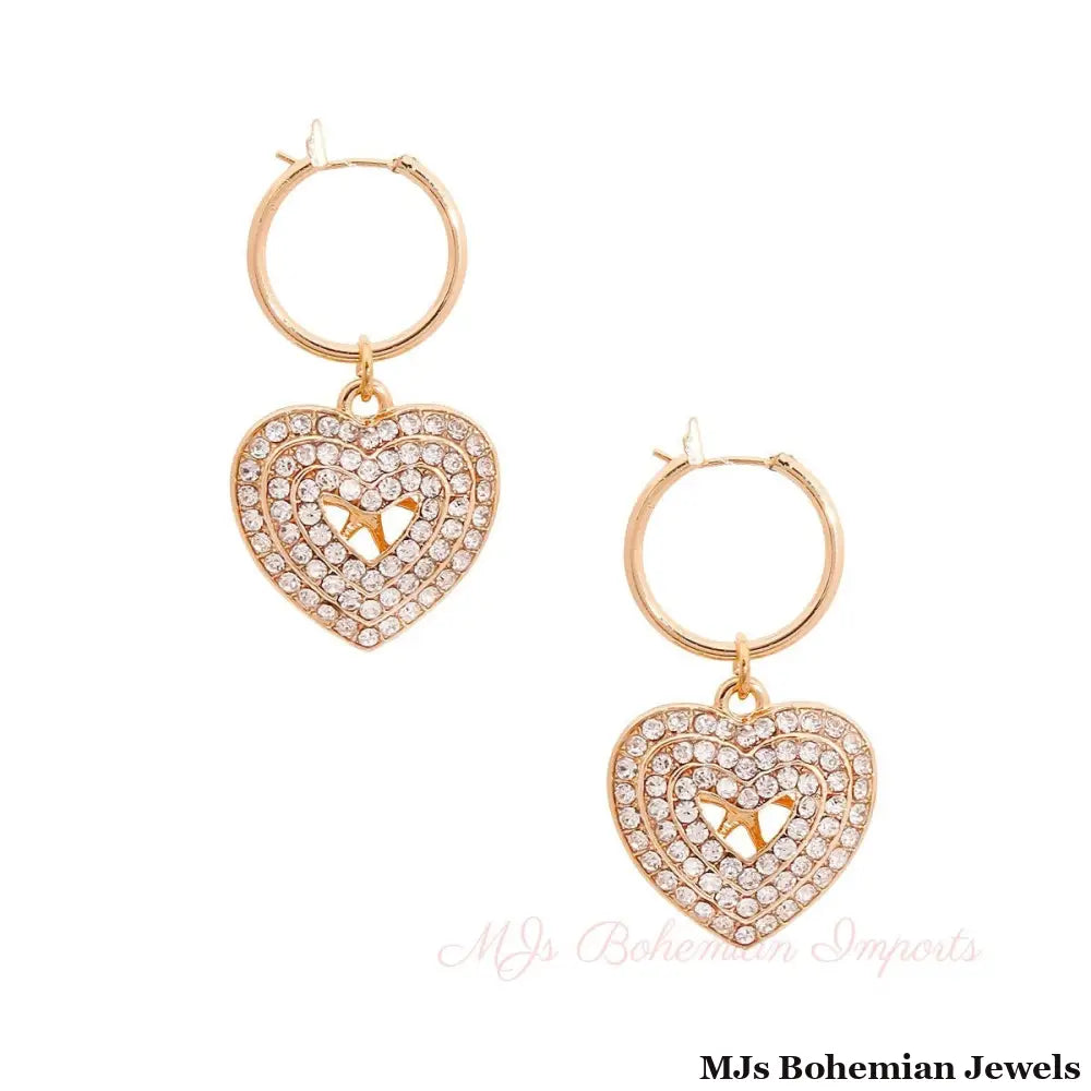 Gold Concentric Heart Hoops