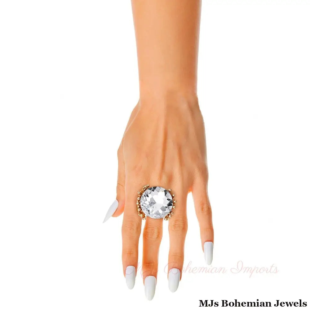 Gold Crystal Branch Ring