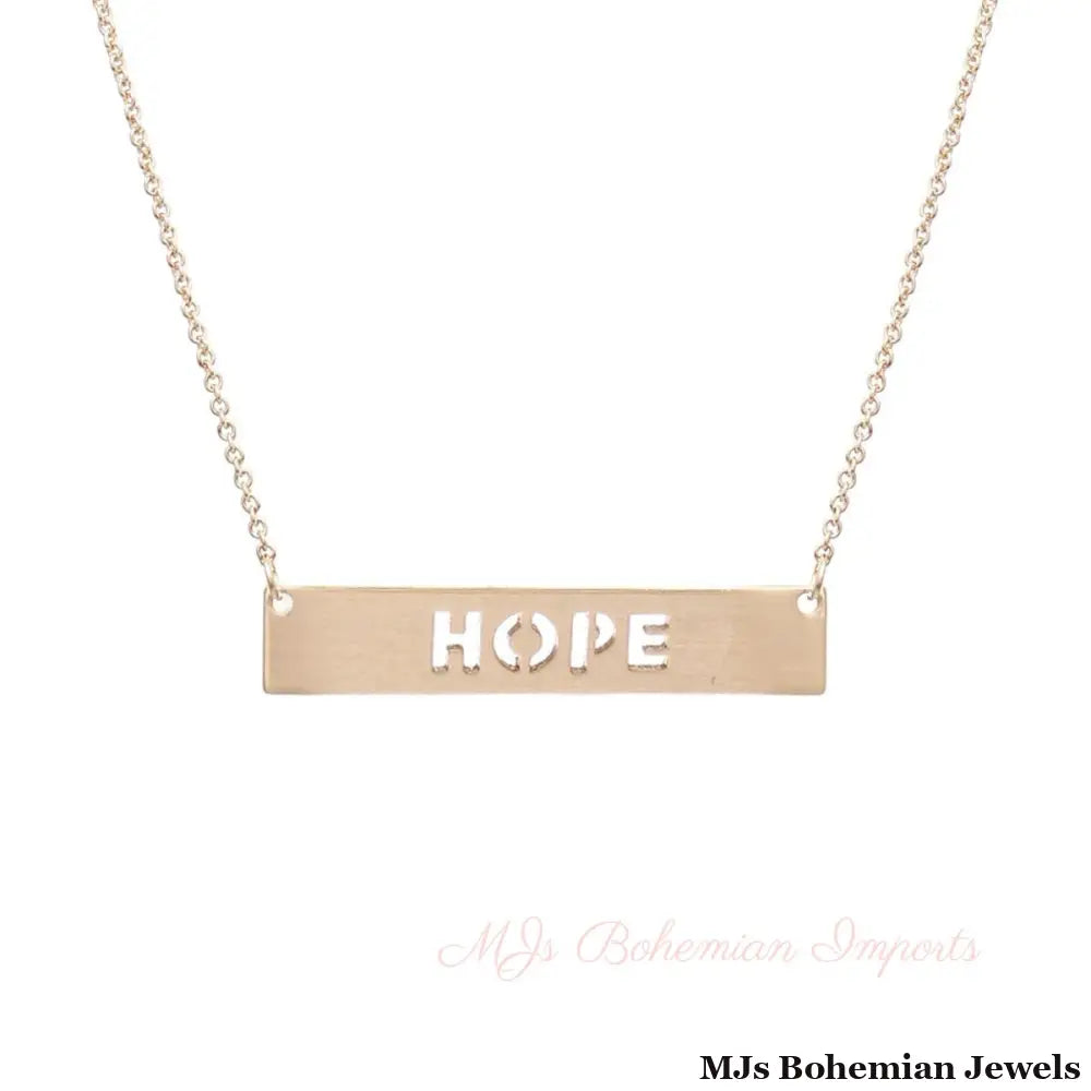 Gold Cutout HOPE Plate Necklace