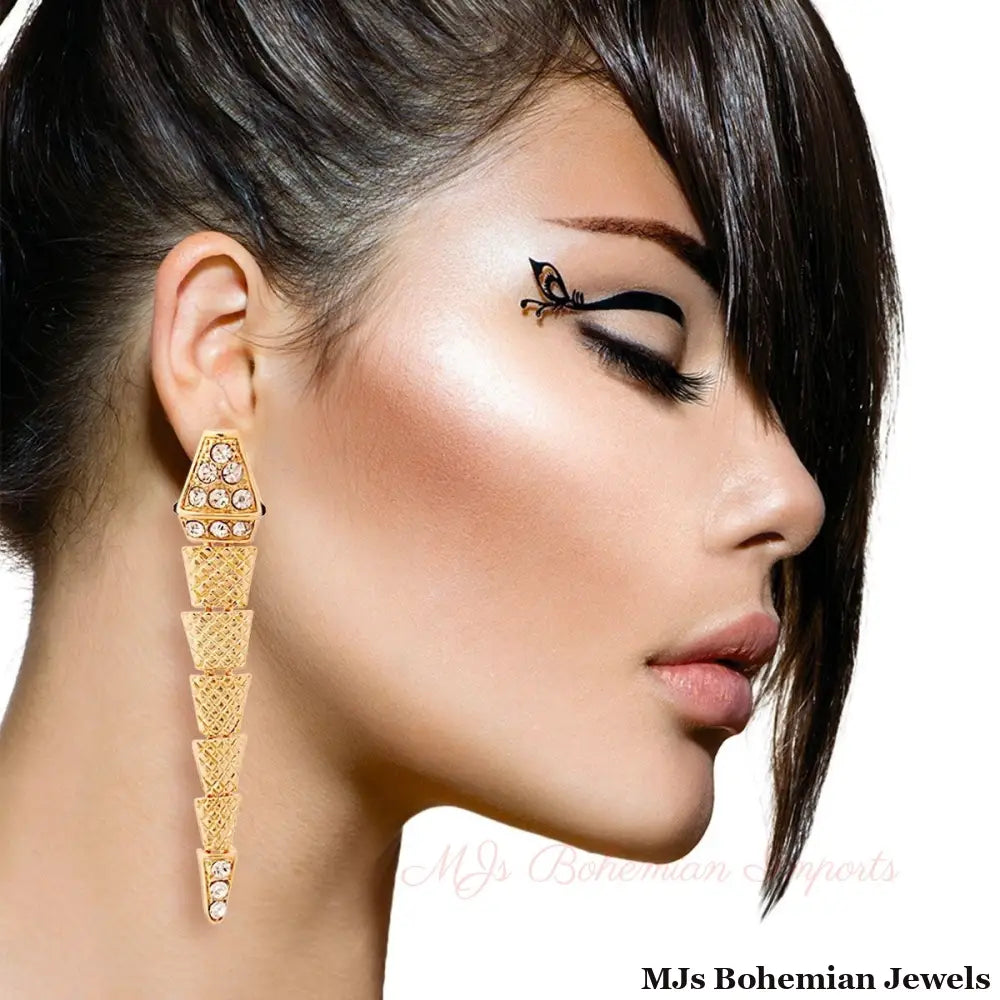 Gold Dangling Snake Earrings
