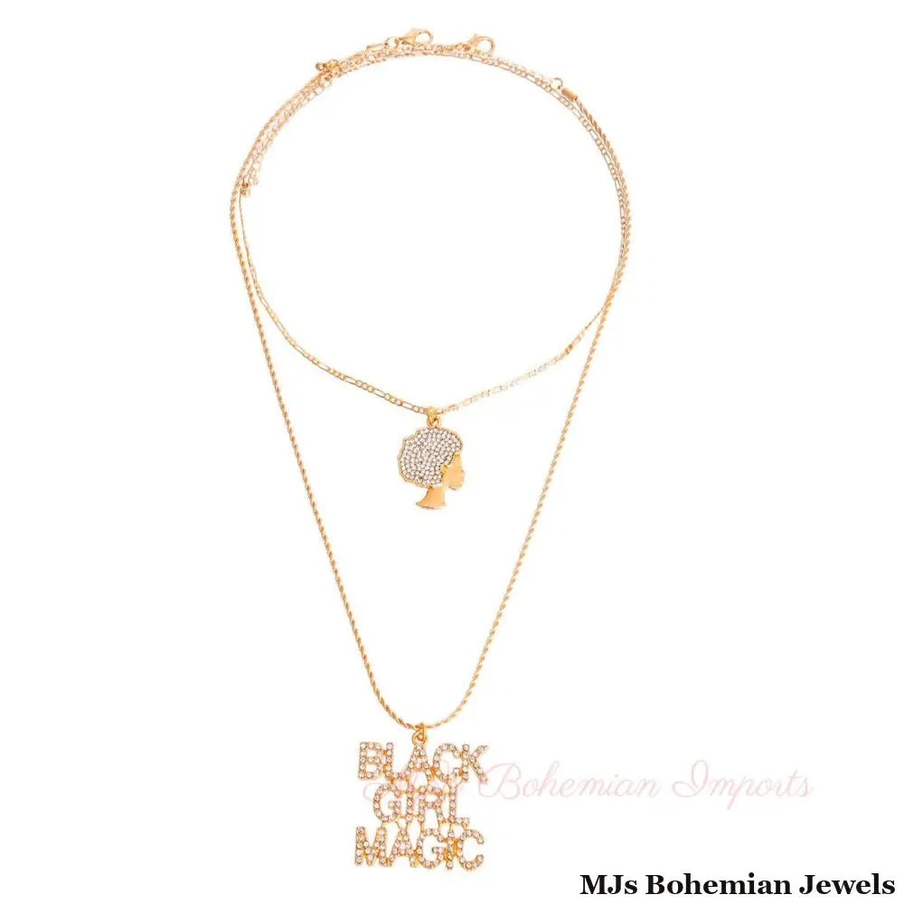 Gold Double Chain Black Girl Magic Necklace