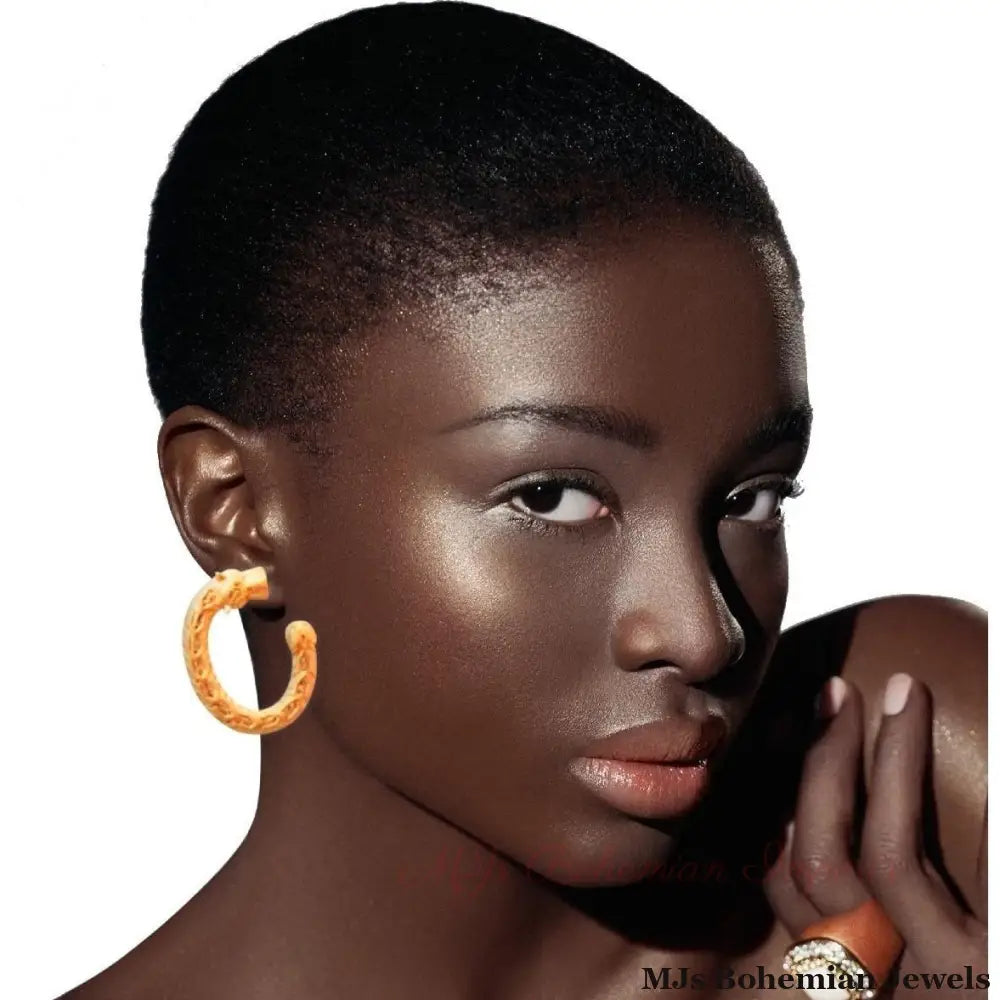 Gold Dragon Horseshoe Earrings