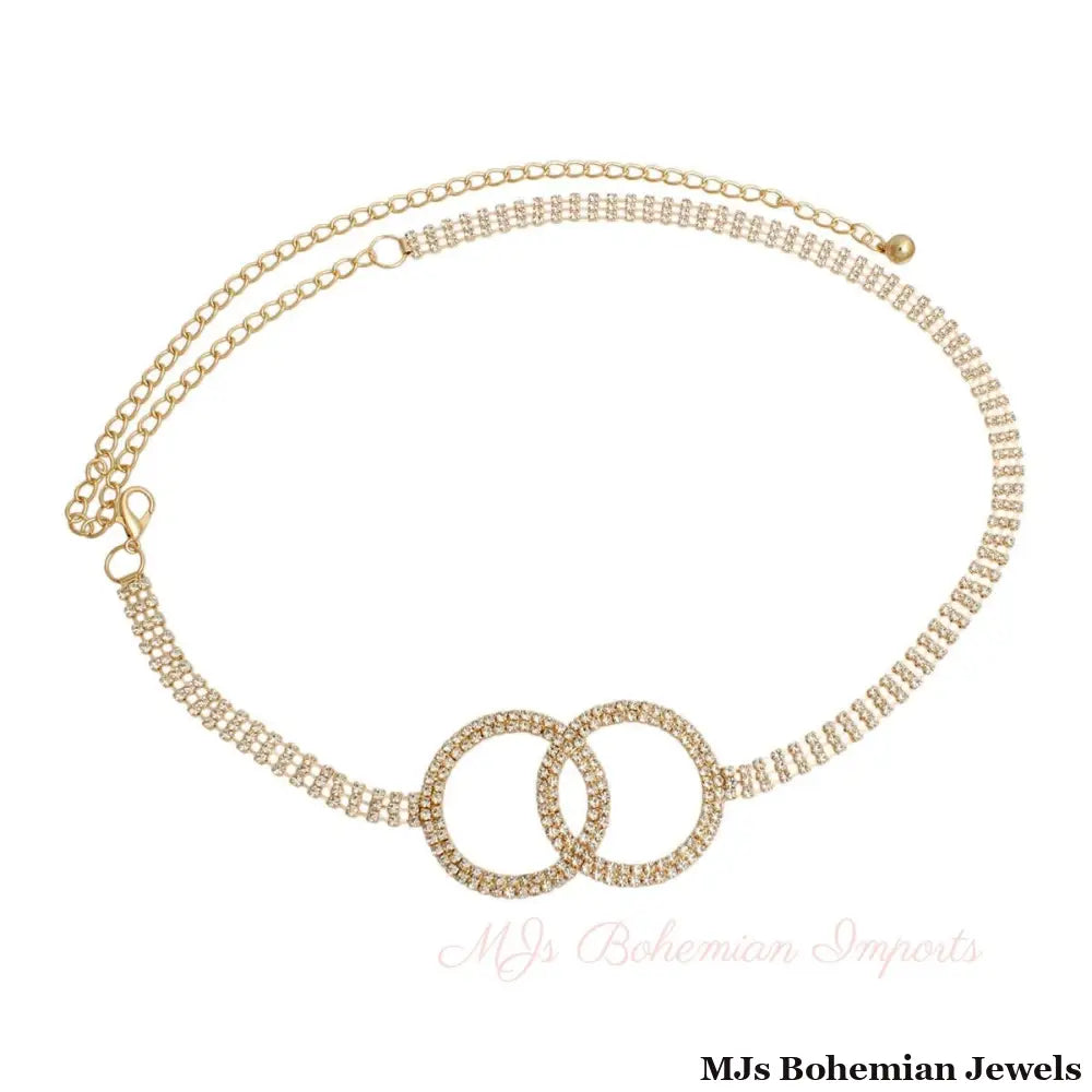 Gold Embellished Double Circle Chain Belt
