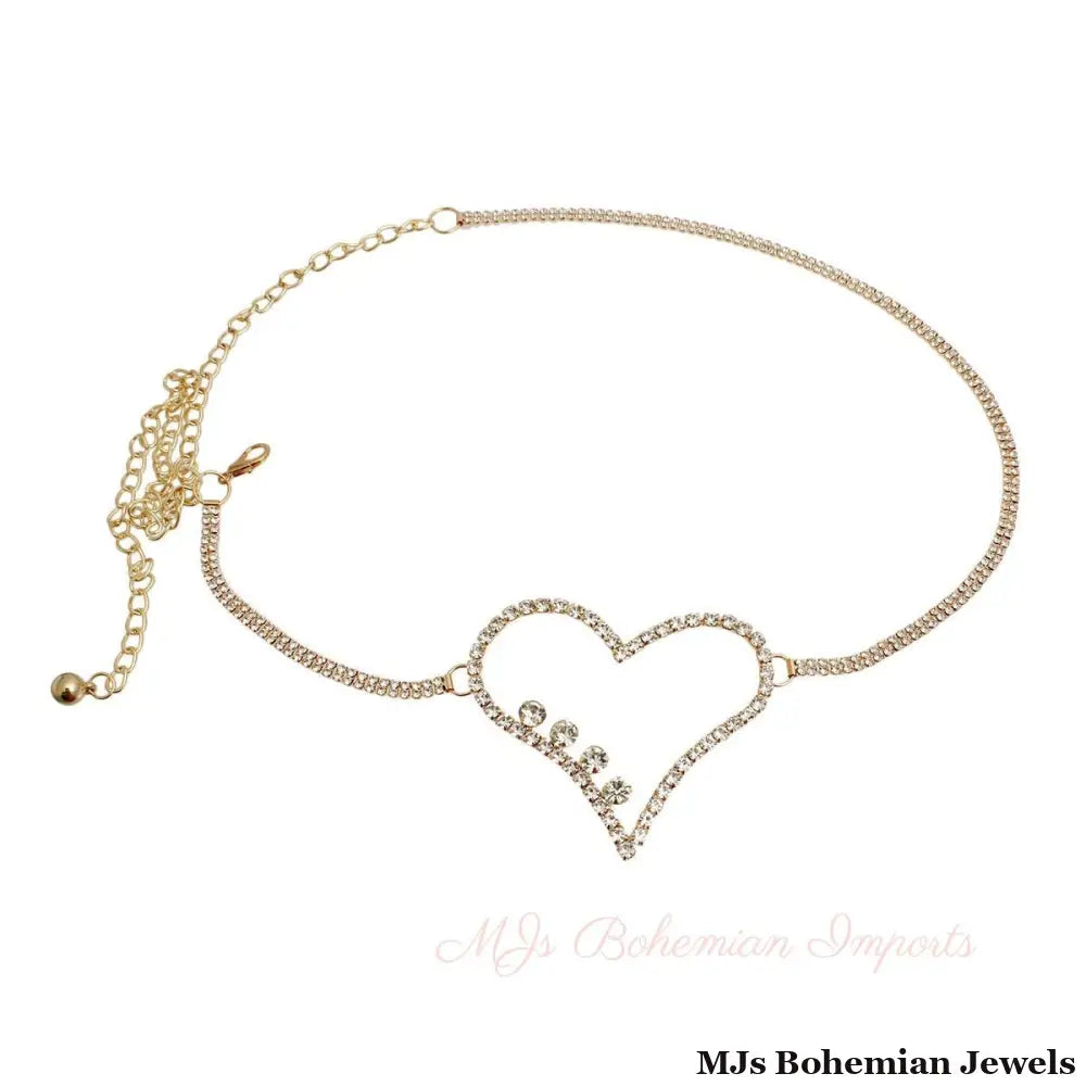 Gold Embellished Heart Chain Belt