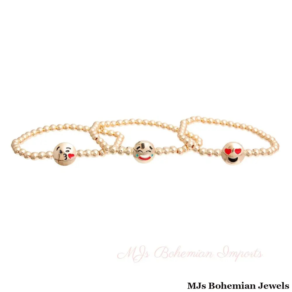 Gold Emoji Stretch Bracelets