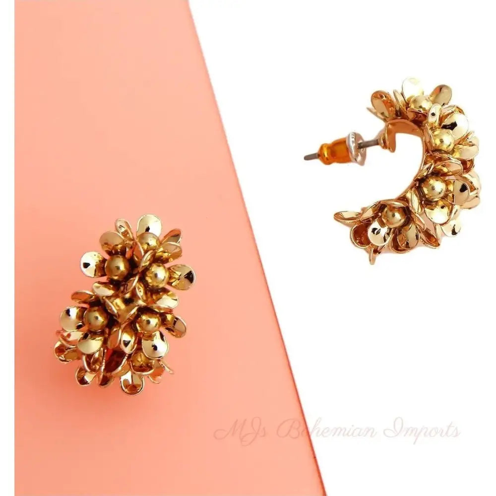Gold Flower Hoop Earrings