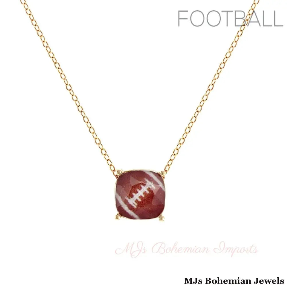 Gold Football Cushion Cut Necklace
