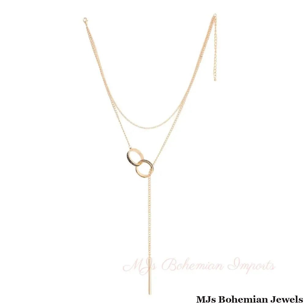 Gold Greek Key Lariat Necklace