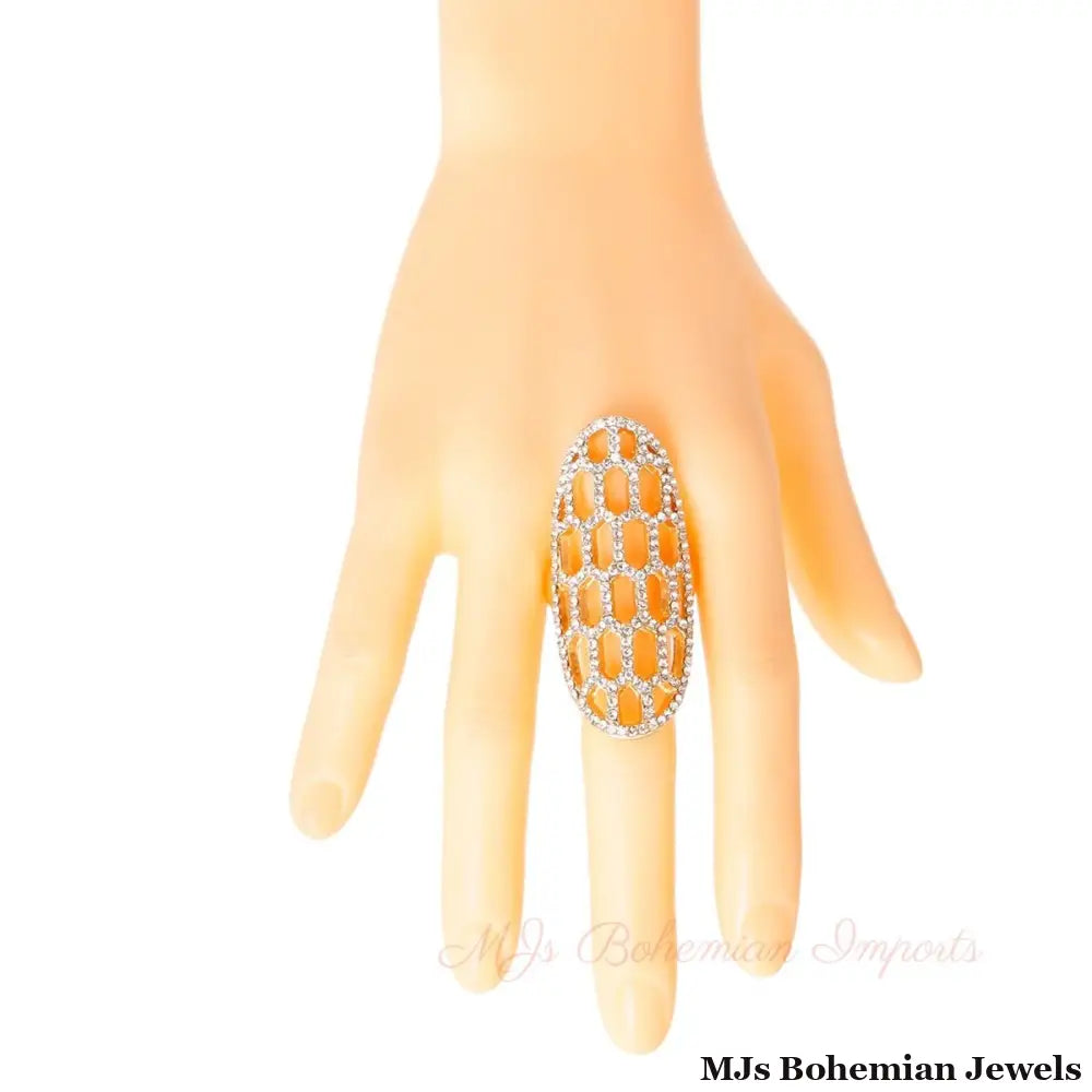 Gold Honeycomb Cocktail Ring