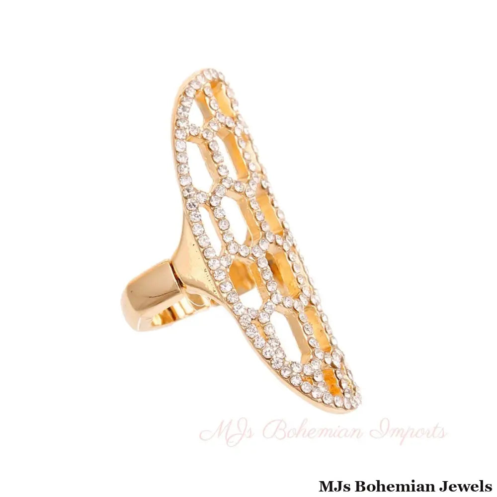 Gold Honeycomb Cocktail Ring