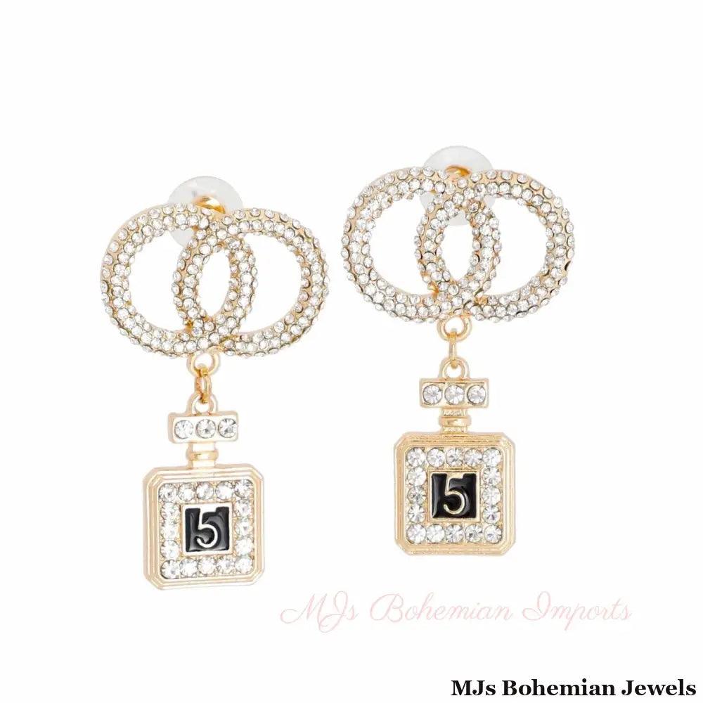Gold Infinity Perfume Charm Earrings