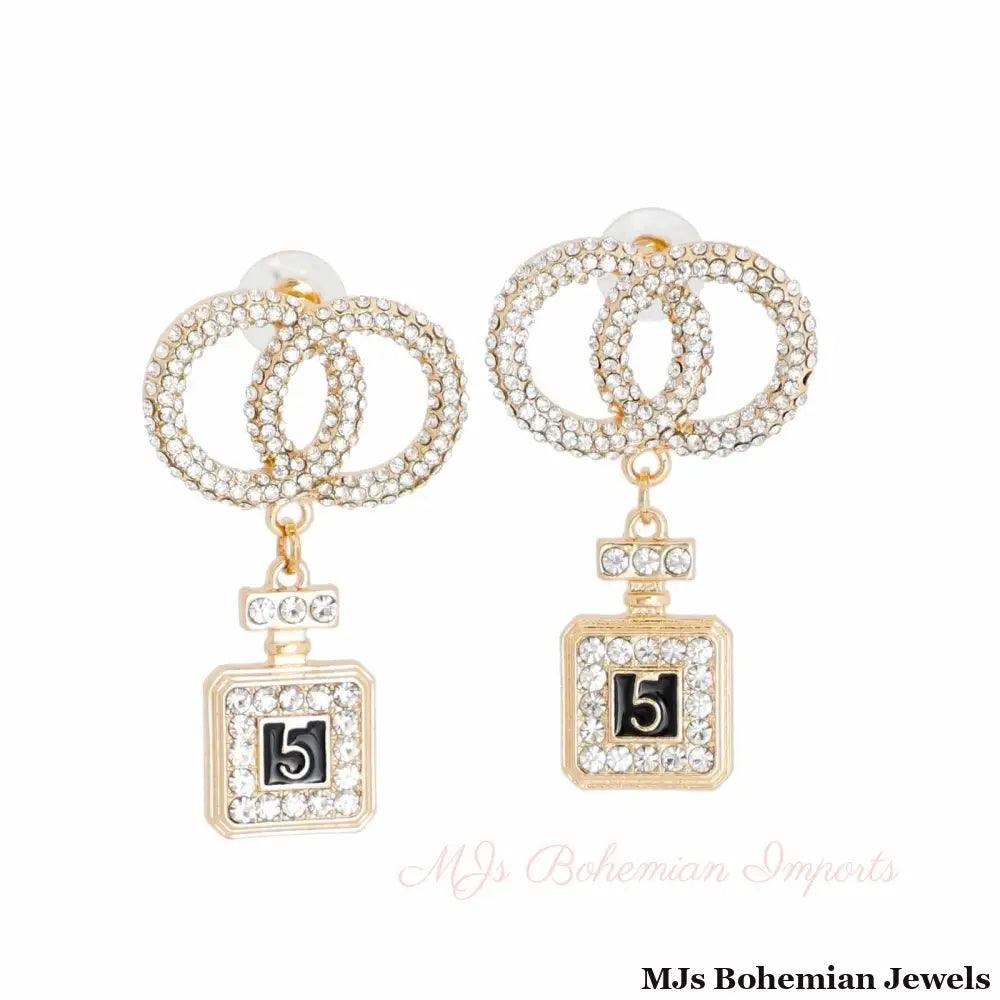Gold Infinity Perfume Charm Earrings