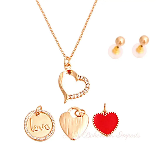 Gold Interchangable Heart Charm Necklace