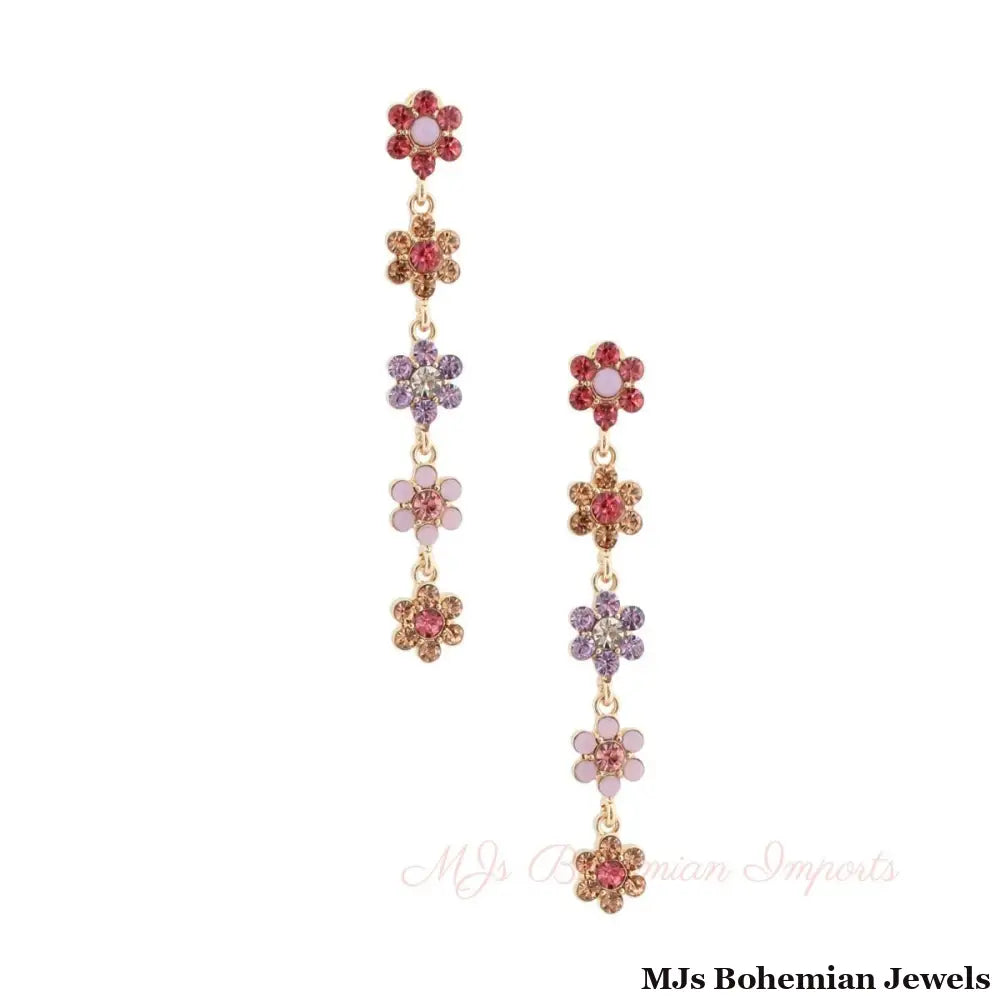 Gold Link Rhinestone Daisy Earrings