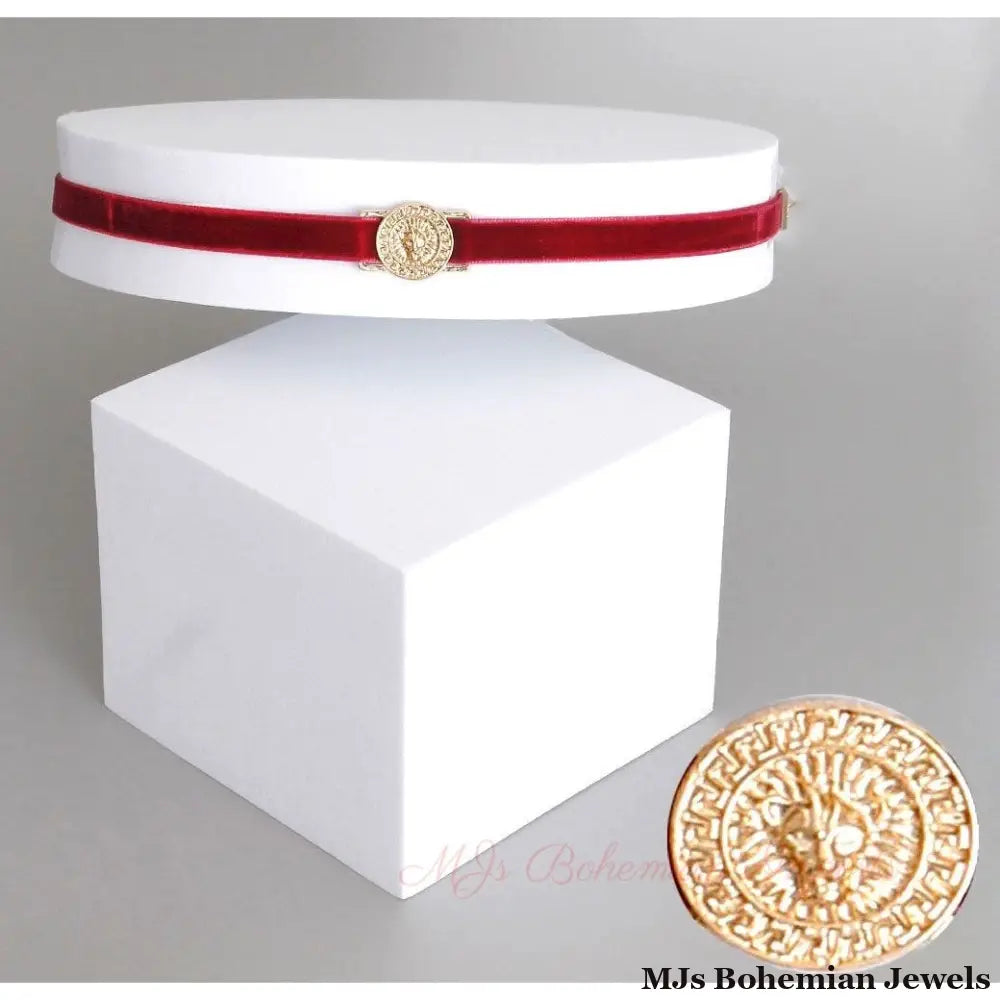 Gold Lion Velvet Choker