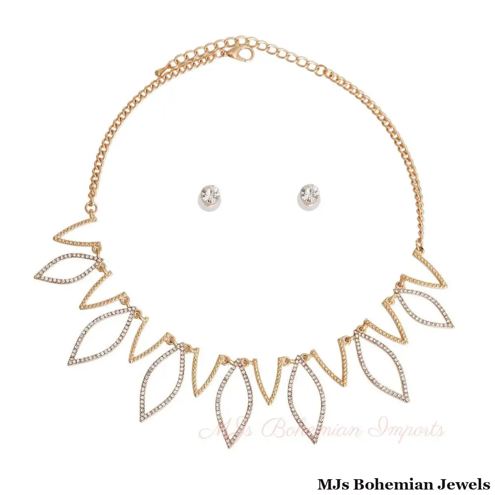 Gold Marquise Stone Collar Necklace