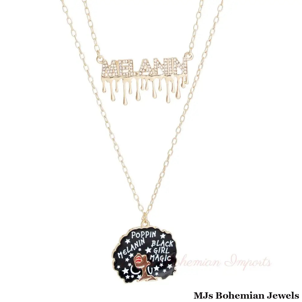Gold Melanin Afro 2 Pcs Chains