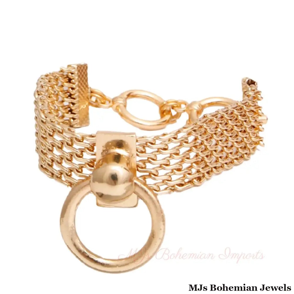 Gold Mesh Toggle Knocker Bracelet