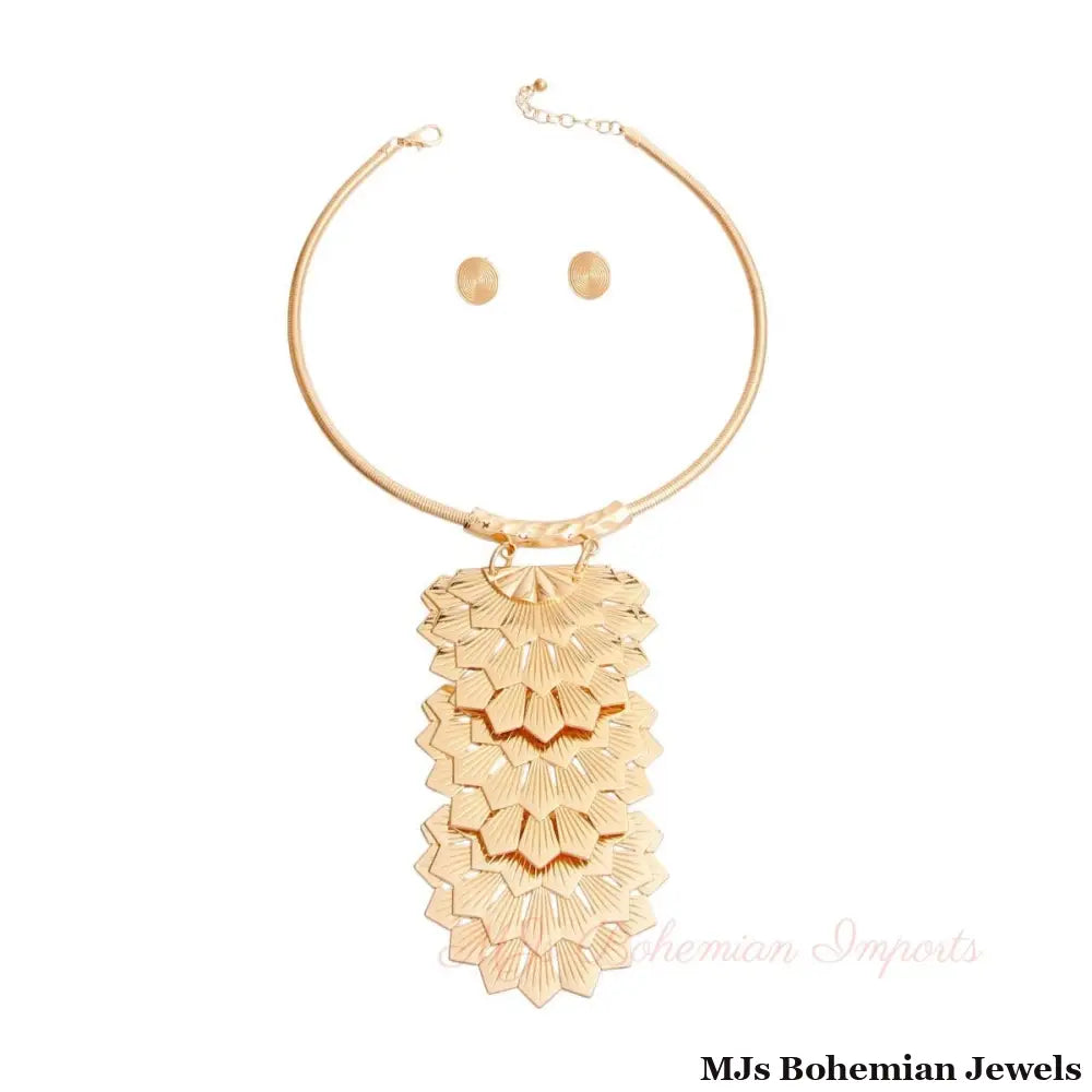 Gold Metal Art Deco Drop Collar