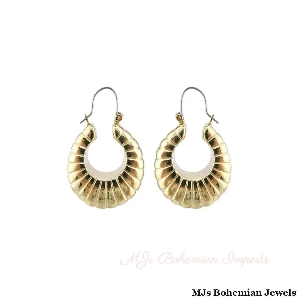 Gold Metal Croissant Hoops
