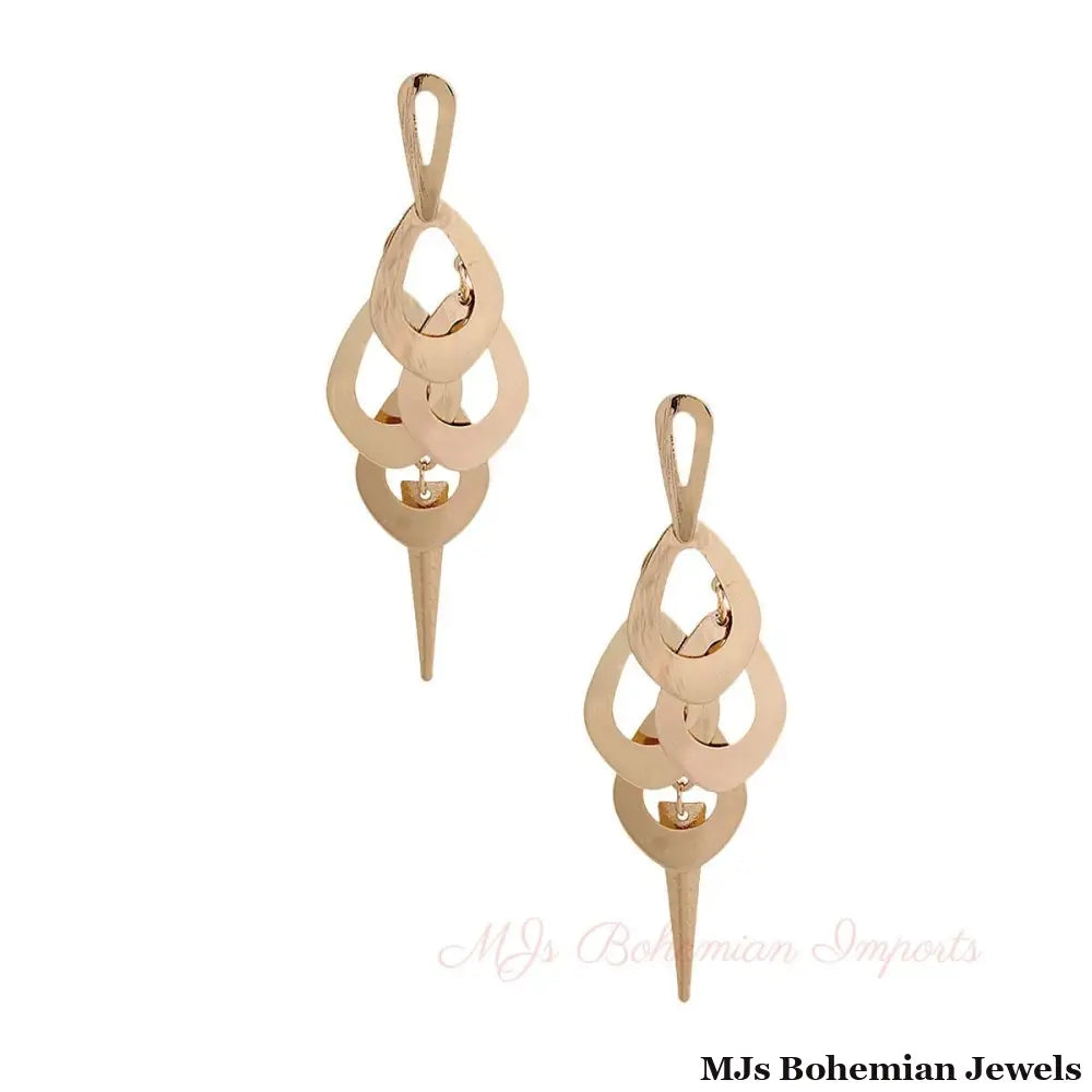Gold Metal Teardrop Dangle Earrings