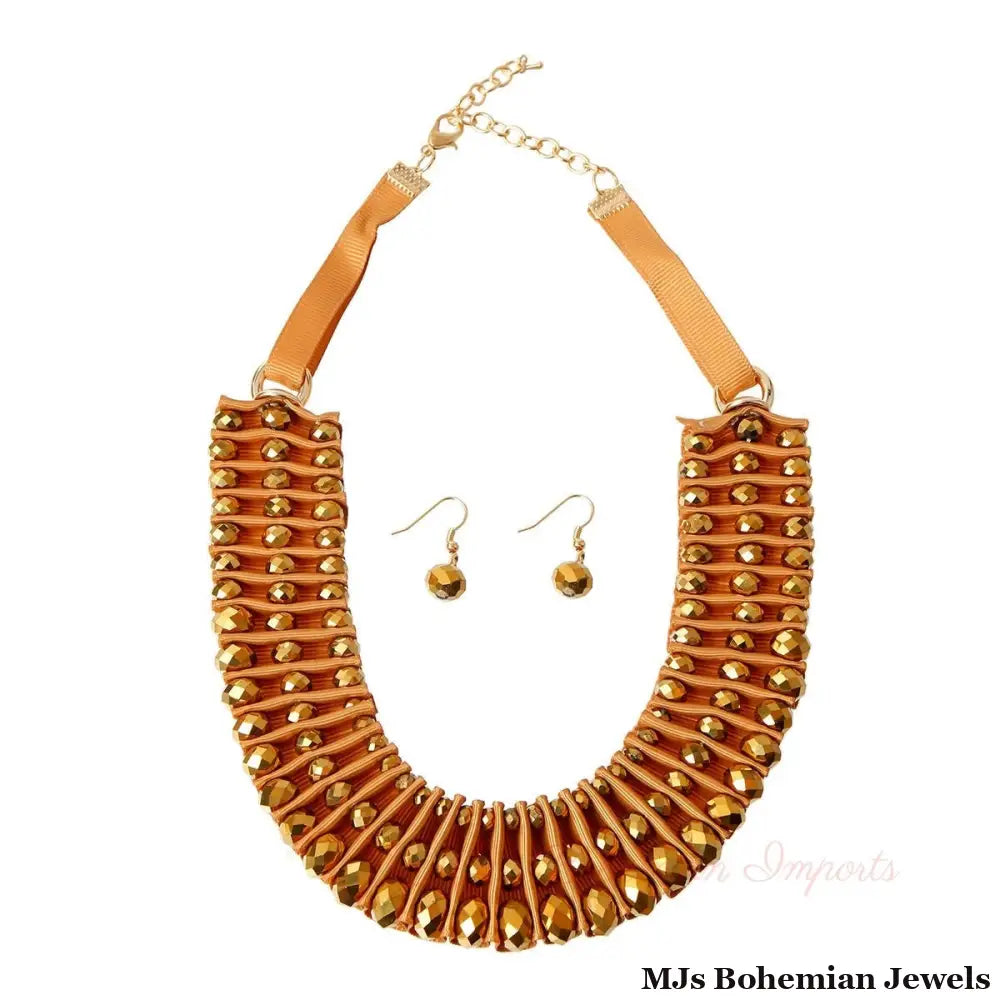 Gold Metallic Ruffled Collar Set