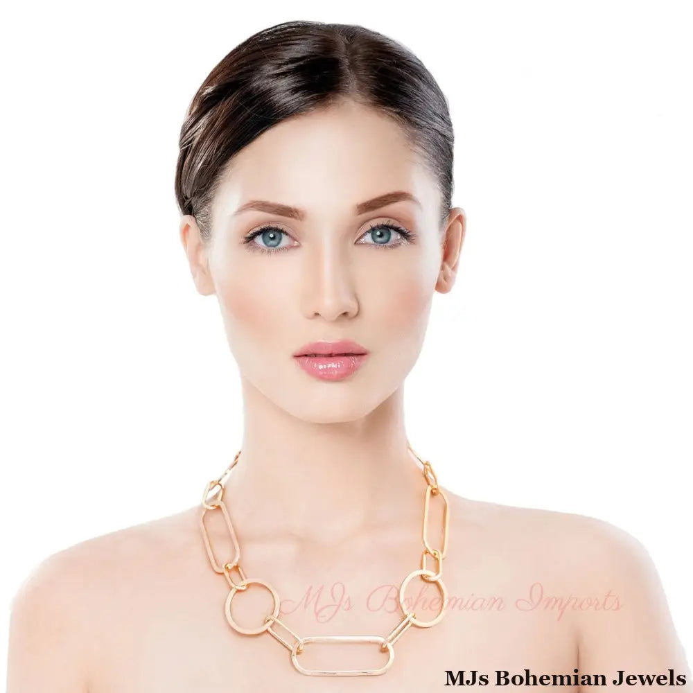 Gold Multi Shape Link Necklace