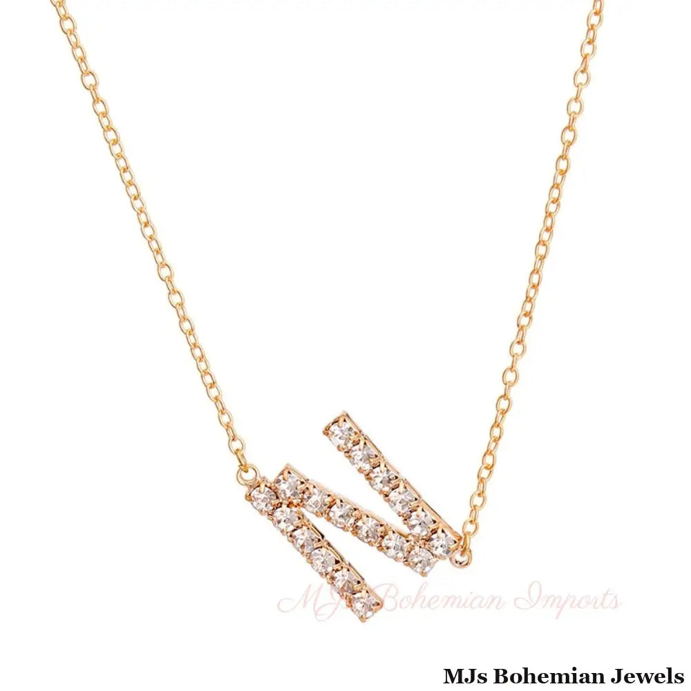 Gold N Sideways Initial Necklace