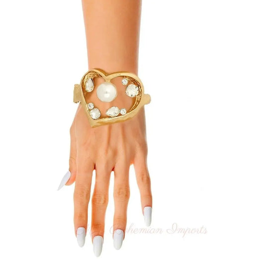 Gold Open Heart Hinge Cuff