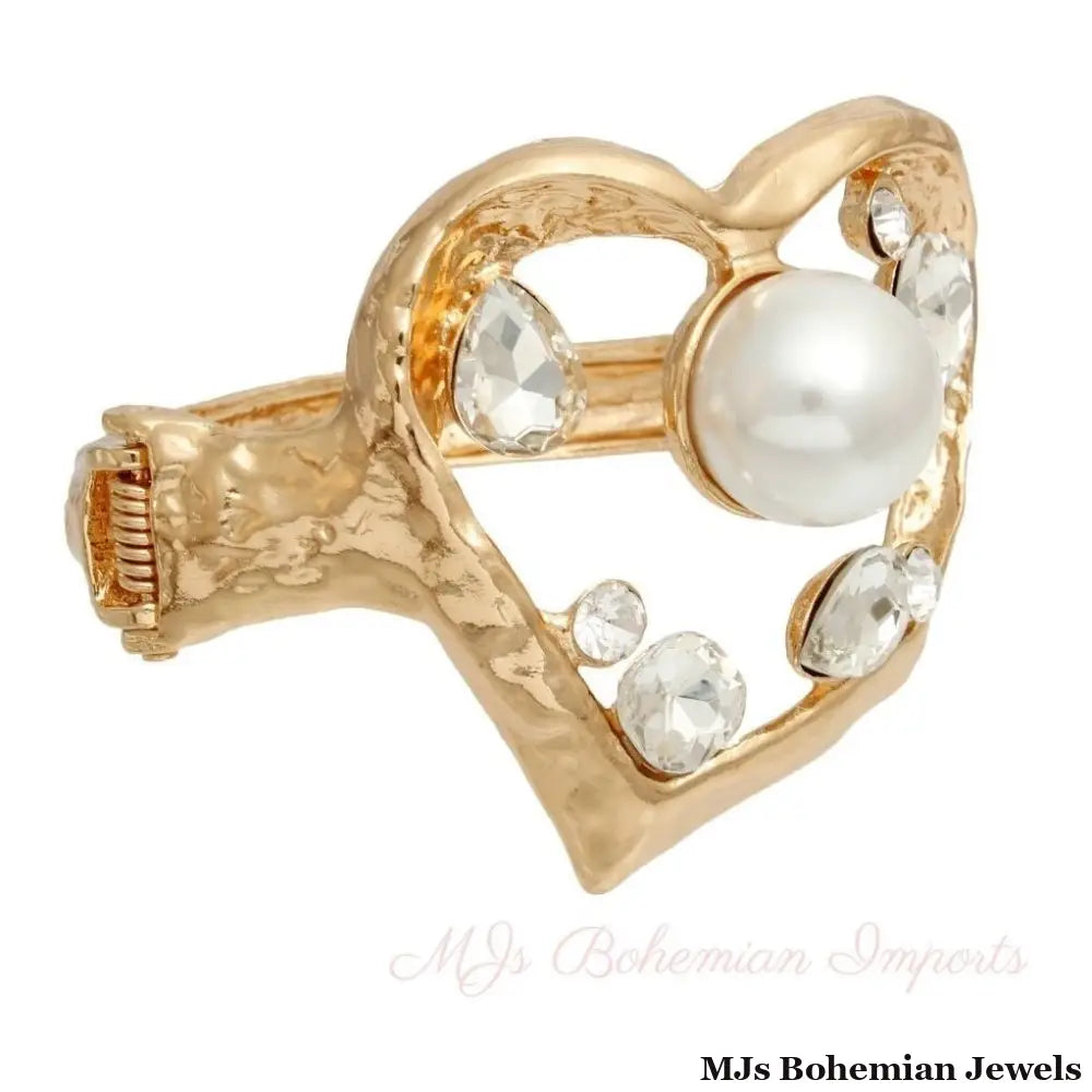 Gold Open Heart Hinge Cuff