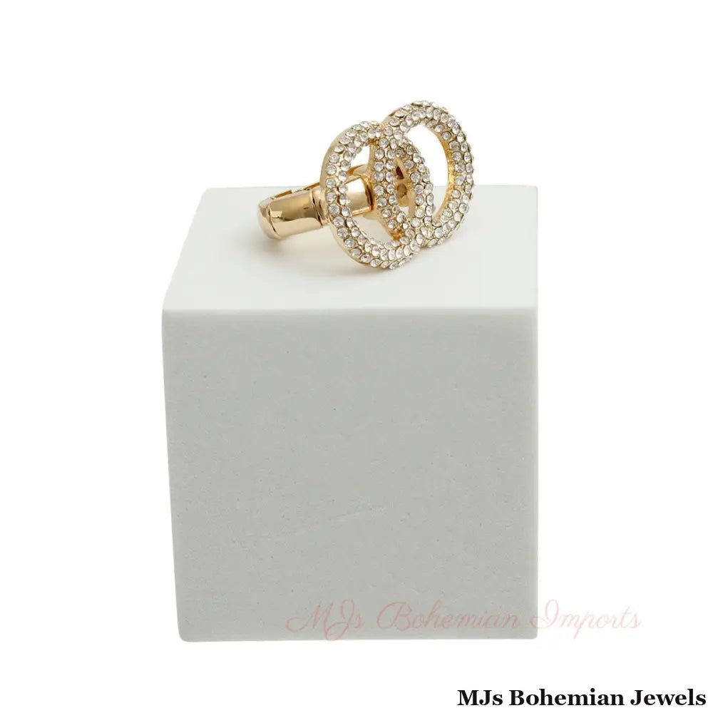 Gold Pave Infinity Link Ring