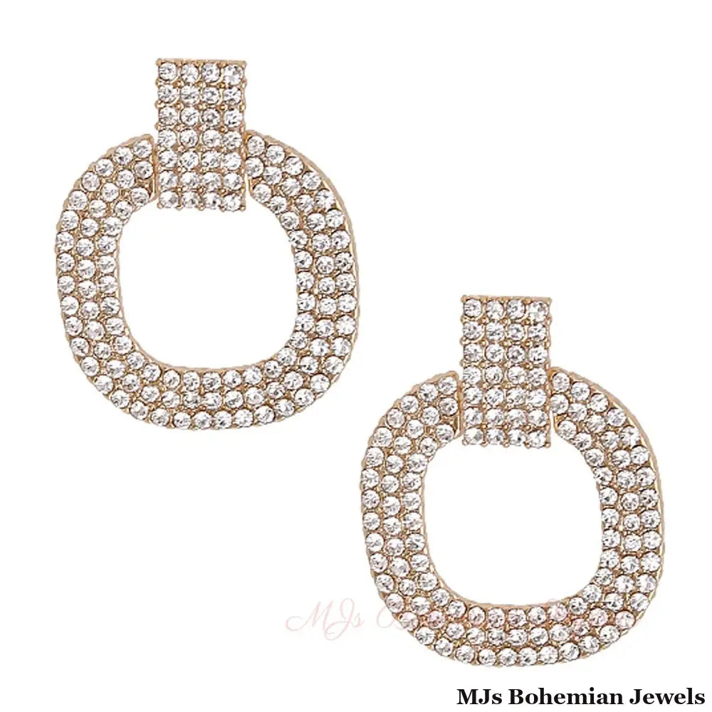 Gold Pave Squared Earrings