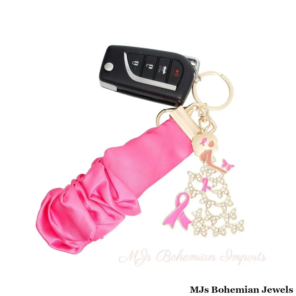 Gold Pink Wristlet Butterfly Keychain