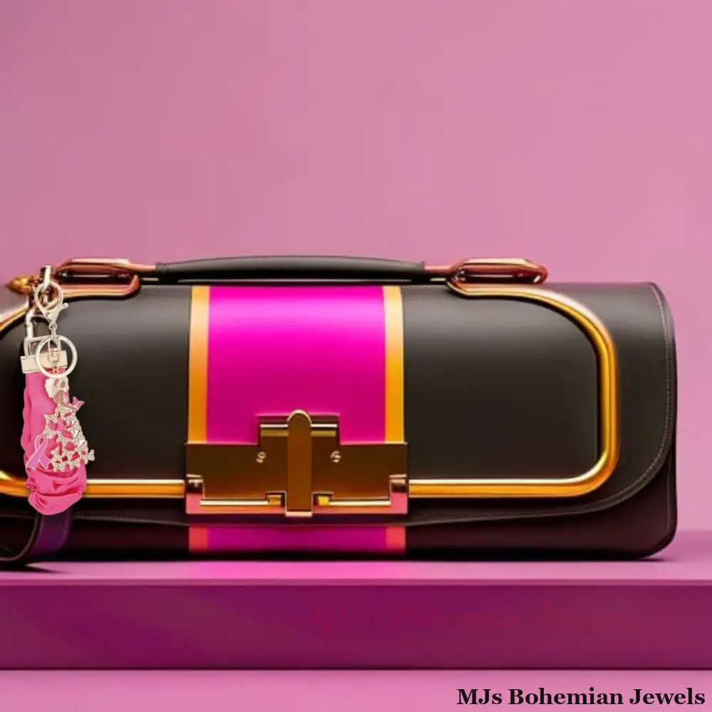 Gold Pink Wristlet Butterfly Keychain