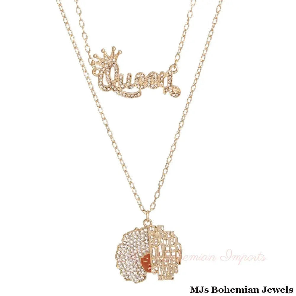 Gold Queen Afro 2 Pcs Chains