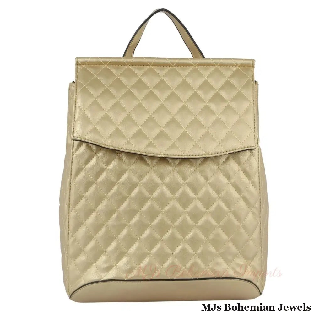Gold Quilted Convertible Backpack