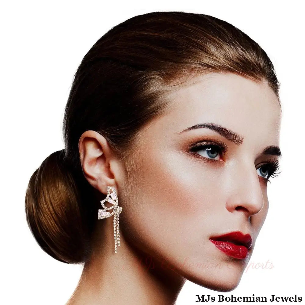 Gold Rhinestone Butterfly Tail Studs