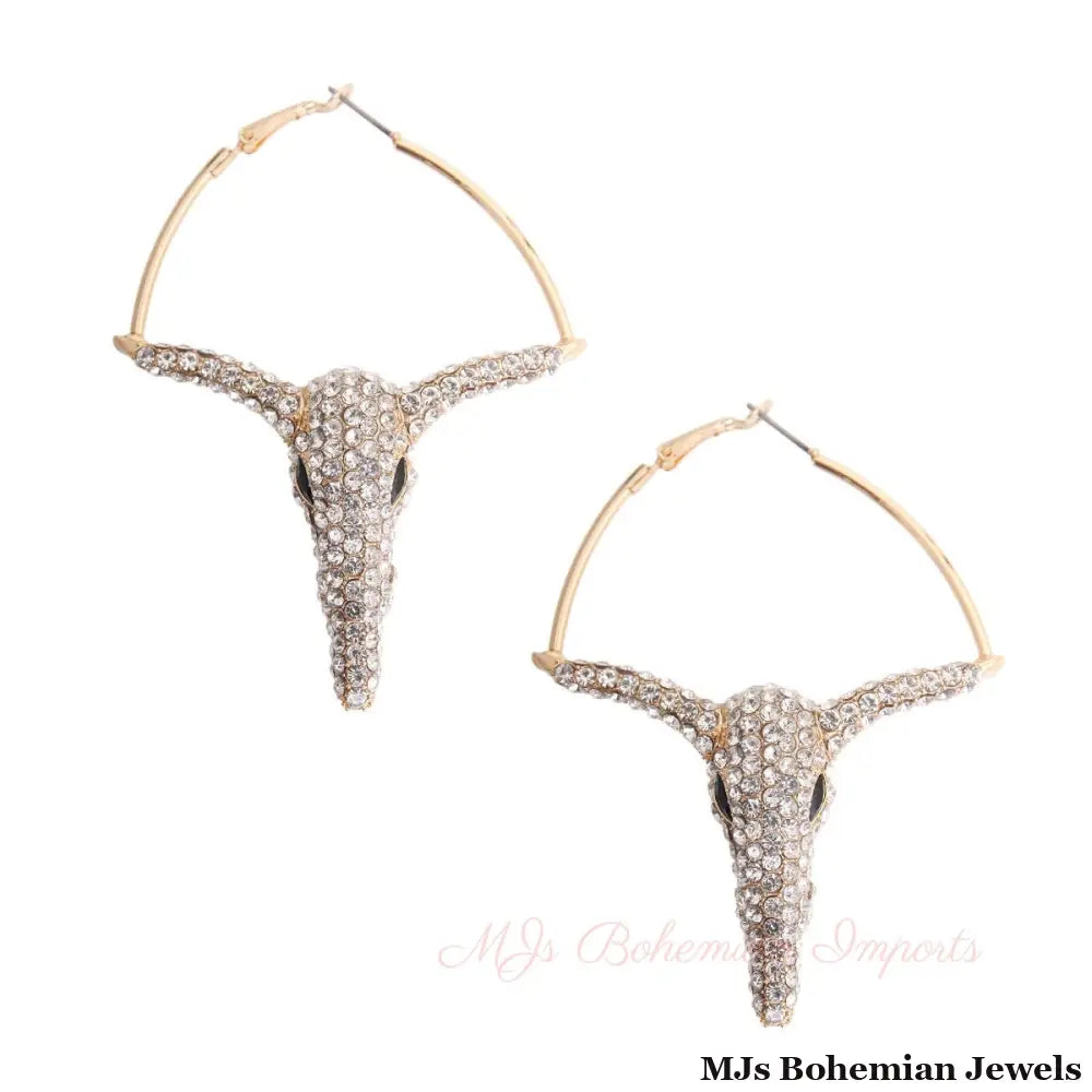 Gold Rhinestone Steer Hoops
