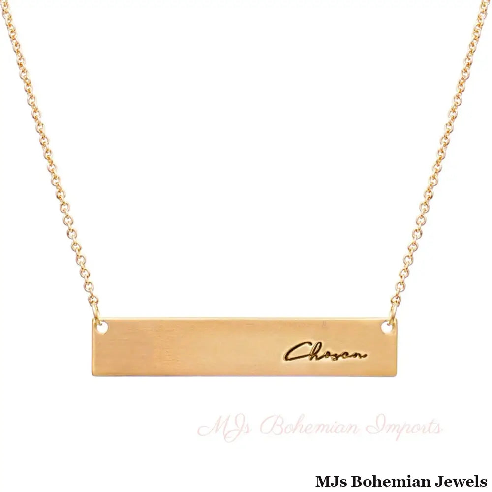 Gold Script Chosen Plate Necklace
