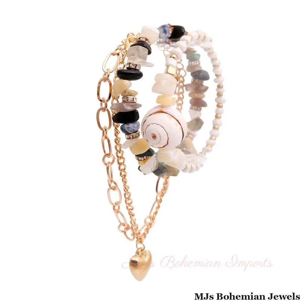 Gold Shell 4 Pcs Bracelet Set